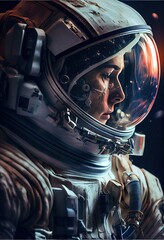 Wall Mural - portrait of an astronaut in a spacesuit. high-tech astronaut from the future. generative ai art.