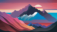 Bisexual Mountain Horizon. The Picture Conveys A Sense Of Openness, Inclusivity, And Diversity, Making It An Ideal Choice For Projects Promoting LGBTQ  Themes.