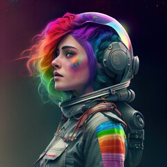 Wall Mural - portrait of an astronaut in a spacesuit. high-tech astronaut from the future. generative ai art.