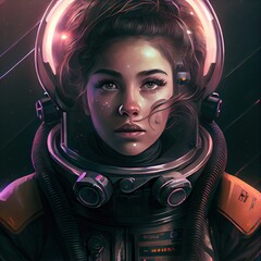 Wall Mural - portrait of an astronaut in a spacesuit. high-tech astronaut from the future. generative ai art.