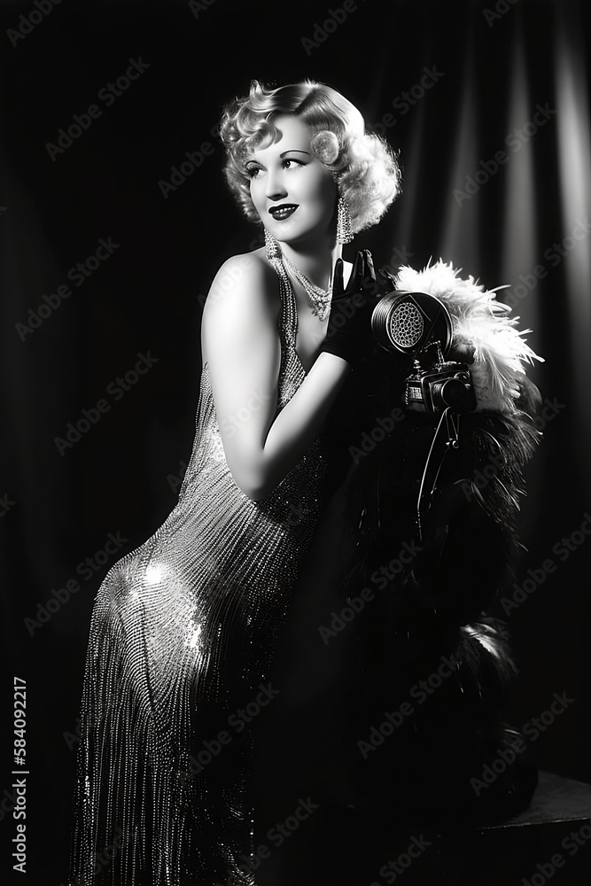 Ilustraci n De Stock Vintage Glamour Mit Einer Junge Frau Im Schicken ilustraci-n-de-stock-vintage-glamour-mit-einer-junge-frau-im-schicken