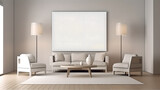 Fototapeta  - Canvas mockup 3d living room render (ai generated)
