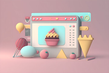 Photo Editing Software interface. minimal cute elements design. 3d rendering