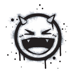 Wall Mural - Spray Painted Graffiti laughing devil face emoticon isolated on white background.