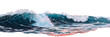 © Vita - Blue, pink sunset ocean wave banner.  Isolated, transparent png. Graphic Resource as background for ocean, sea, water wave illustration.