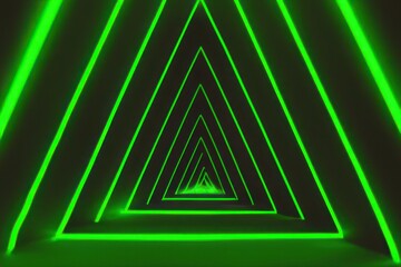 green neon lines triangular green fashion background, Fashionable Futuristic Background. 3d render