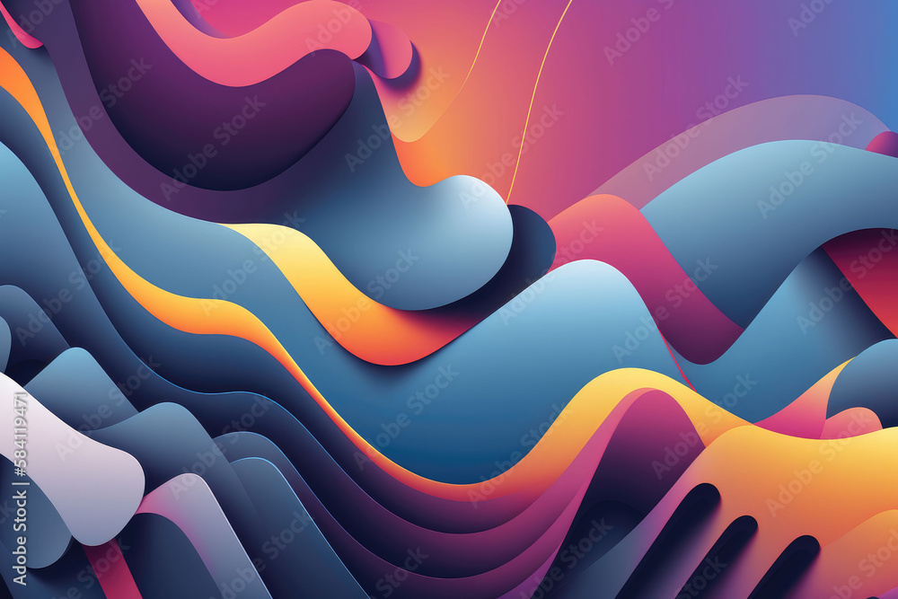 Gradient wave background material, AI generated Stock Illustration ...
