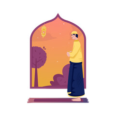 Wall Mural - A muslim worship praying sholat flat design