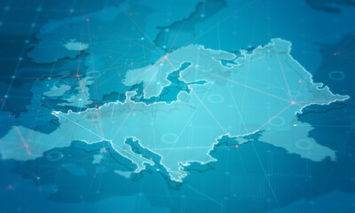 Wall Mural - Europe Map Digital Cyber Background