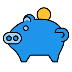 Poster - piggy line filled icon