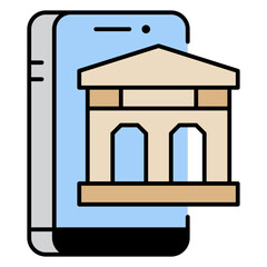 Sticker - mobile banking line filled icon