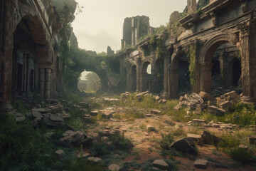 Poster - ruins of an ancient civilization, Generative AI