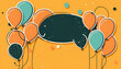 An orange background with balloons