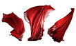red abstract flying fabric on transparent background