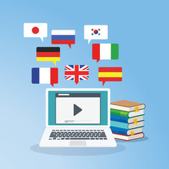 Online Foreign Language Courses. Distance learning foreign languages concept