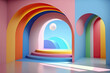 © jr-art - creative abstract interior design in rainbow colors. Generative AI