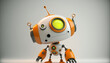 Cute Small robot, microrobot, orange, Yellow, and White, Robot Assistant Isolated