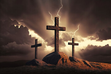 Jesus Cross Background, Christian, Good Friday Concept,Jesus,Cross,Spiritual,Easter,God,Church,Holy cross by Generative AI