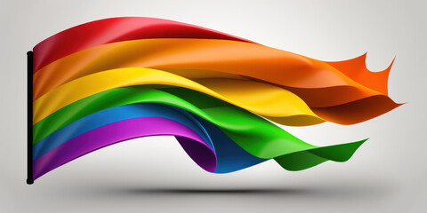 Rainbow colors flag isolated on white background. LGBT Gay pride concept, Generative AI.