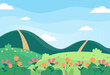 © iftitart - Flat design of natural spring season landscape background vector illustration