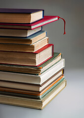 Sticker - Stack of old books. Ancient background