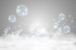 White beautiful bubbles on a transparent background vector illustration. Bubble. 