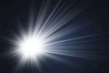 Wall Mural - special lens flash, light effect. the flash flashes rays and searchlight. illust.white glowing light