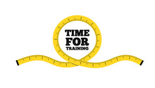 A Circle Of A Yellow Measuring Centimeter Tape On A White Background And In The Tape There Is Lettering Time For Training