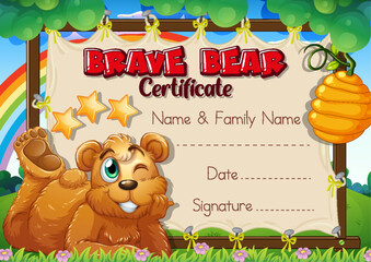 Poster - Brave bear certificate template