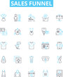 © Nina - Sales funnel vector line icons set. Funnel, Sales, Lead, Conversion, Analysis, Acquisition, Automation illustration outline concept symbols and signs