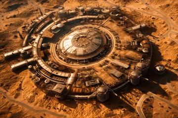 Wall Mural - future mars base or scientific facility. mars colonization concept. created with generative ai techn
