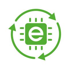 Poster - E-waste, electronics recycling vector icon badge