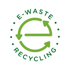 Poster - E-waste, electronics recycling vector icon badge