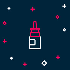 Poster - Line Bottle nasal spray icon isolated on blue background. Colorful outline concept. Vector