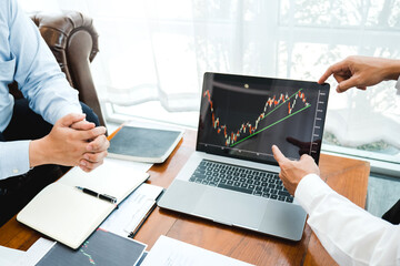 Wall Mural - Business Team Investment Entrepreneur Trading discussing and analysis graph stock market trading,stock chart concept