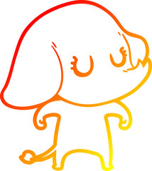 warm gradient line drawing cute cartoon elephant