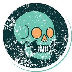 distressed sticker tattoo style icon of a skull