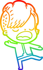  rainbow gradient line drawing cartoon cool hipster girl in space suit