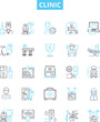 © Nina - Clinic vector line icons set. Clinic, Medical, Healthcare, Outpatient, Treatment, Diagnostic, Surgery illustration outline concept symbols and signs