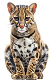 Sitting Ocelot (Leopardus pardalis) front view shows its adorable features. Generative AI