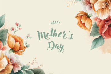 Wall Mural - Vector watercolor banner with beautiful flowers framed for mother's day. Feliz dia de la madre