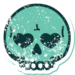 distressed sticker tattoo style icon of a skull