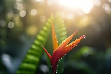 Wall Mural - fresh flower with water droplet, morning dew, generative ai