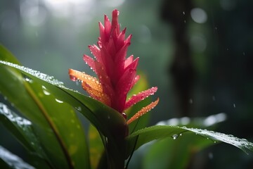 Wall Mural - fresh flower with water droplet, morning dew, generative ai