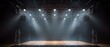 Stage for performances with lighting. The stage is set up with different types of lighting, creating a dramatic and captivating effect. Generative AI