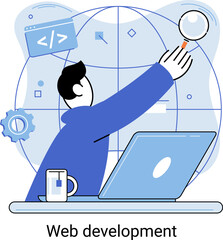 Wall Mural - web development process of creating website or web application, coding and programming responsive la