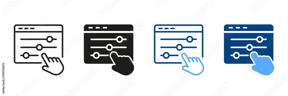 Control Panel and Pointer Sign. Multimedia Adjusting Symbol Collection ...