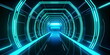 Dunkler futuristischer Tunnelkorridor mit leuchtenden Neonlichtern Hintergrundbild - erstellt mit KI