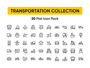 Simple Set of Public Transport Related Vector Line Icons. Contains such Icons as Taxi, Train, Tram and more. 64x64 Pixel Perfect.
