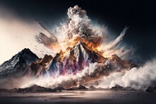 Insanely Detailed 8k Octane Rendered Textured And Layered Abstract Landscape With Commercial Photography - Powerful Explosions And White Lighting!, Generative AI